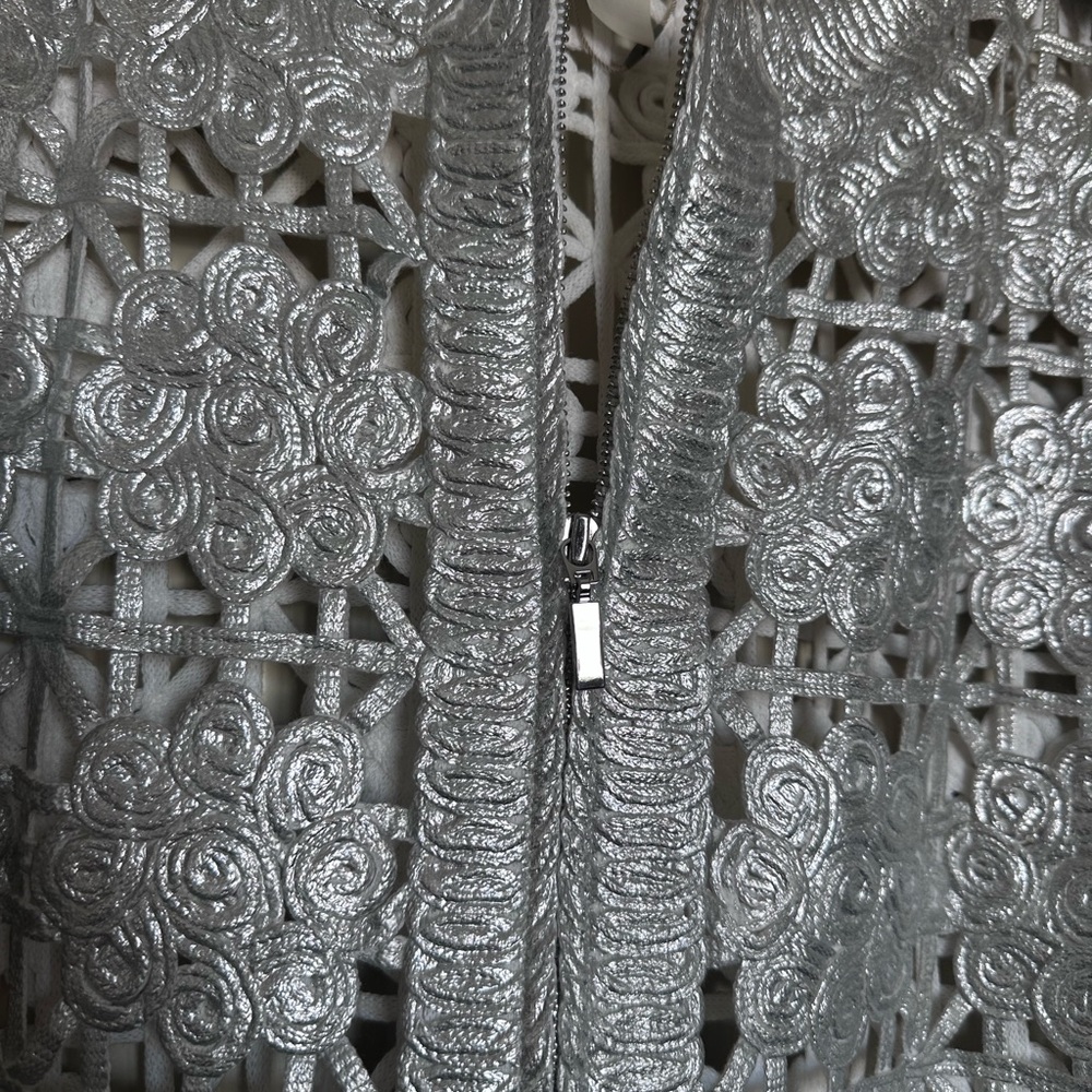 Travelers by Chicos Silver Floral Cutout Jacket - Picture 2 of 4